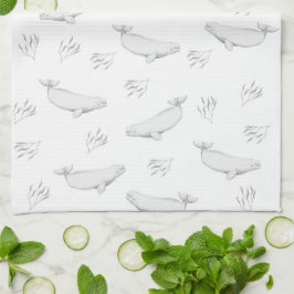 Fintliga valar i Beluga och illustration av Ogräs Kökshandduk
