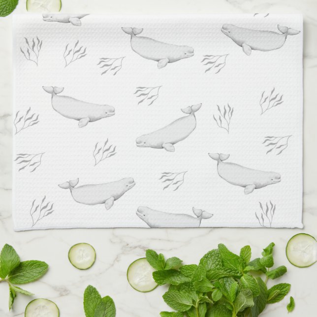 Fintliga valar i Beluga och illustration av Ogräs  Kökshandduk (Vikta)