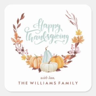Fintvägens andedräkt Happy thanksgiving Fyrkantigt Klistermärke