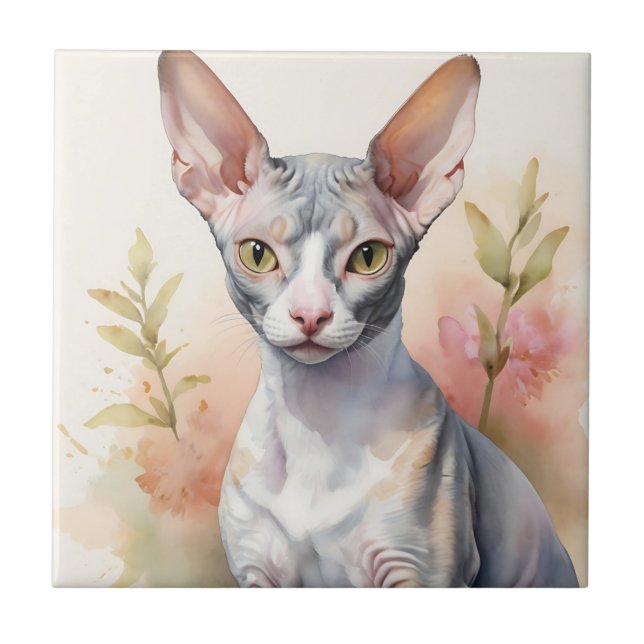 Fintvätefärg Cornish Rex Porträtt Kakelplatta (Framsidan)