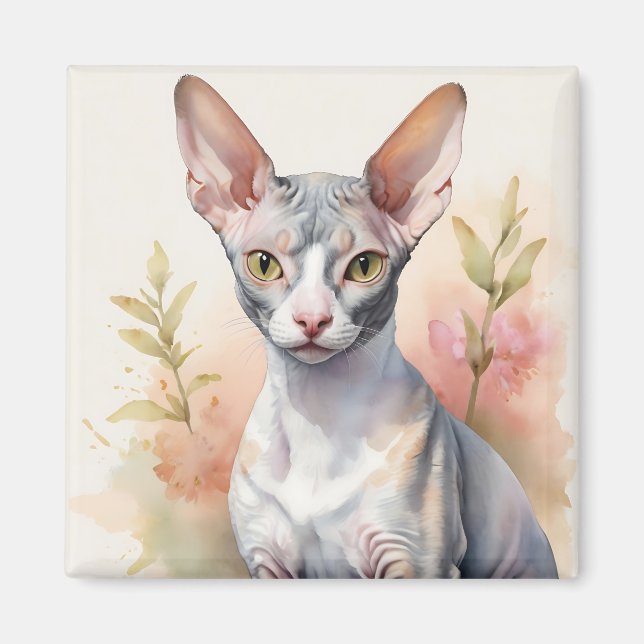 Fintvätefärg Cornish Rex Porträtt Magnet (Framsidan)