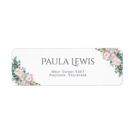 Fintvätefärgad Blommigt Bloom Returadress Etikett