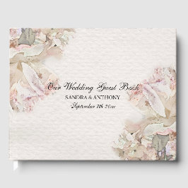 Fintvätefärgad Blommigt Bröllop Gästböcker