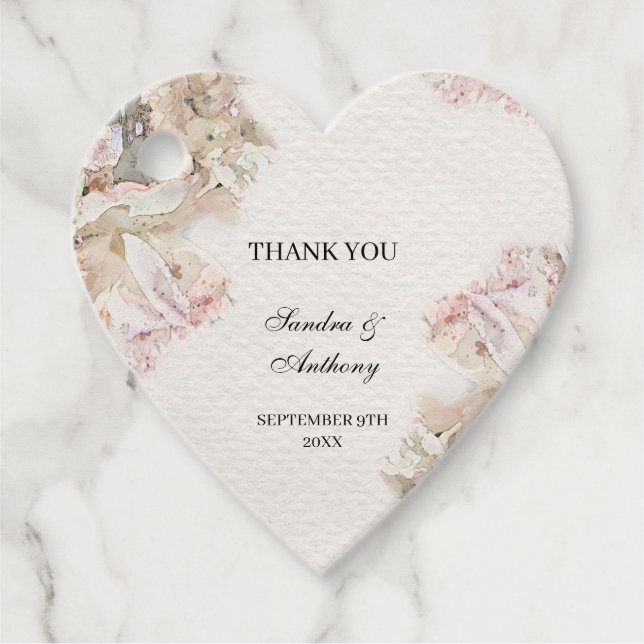 Fintvätefärgad Blommigt Bröllop Gåvor Etiketter (Framsida)