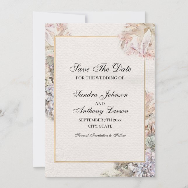 Fintvätefärgad Blommigt Spara datum Spara Datumet (Framsida)