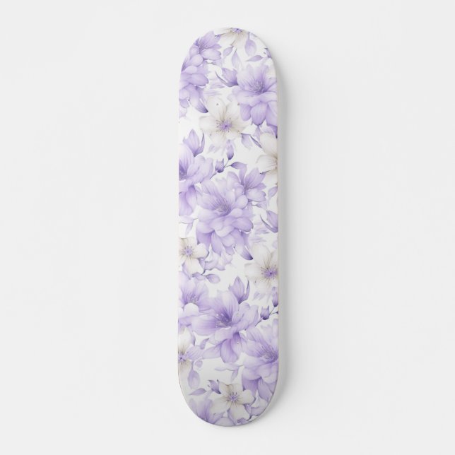 Fintvätefärgad Lila blommor Mini Skateboard Bräda 18,5 Cm (Framsida)