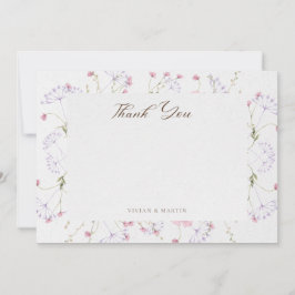 Fintvätefärgad Wildblomma Calligraphy Tack Kort