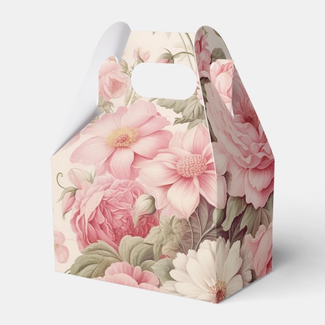 Fintvätefärgade Rosa ros- och äppelBlommar Presentaskar (Framsidan Sidan)