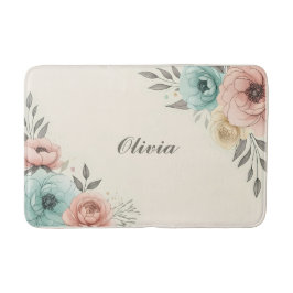 Fintvätefärgade Sketchy-blommor Badrumsmatta