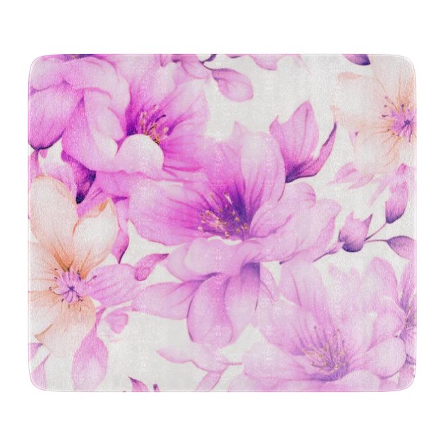 Fintvätefärgat Rosa Blommor Glas (Framsidan)