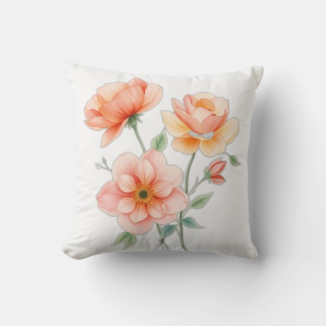Fintvätefärgsblommor Kudde (Framsida)