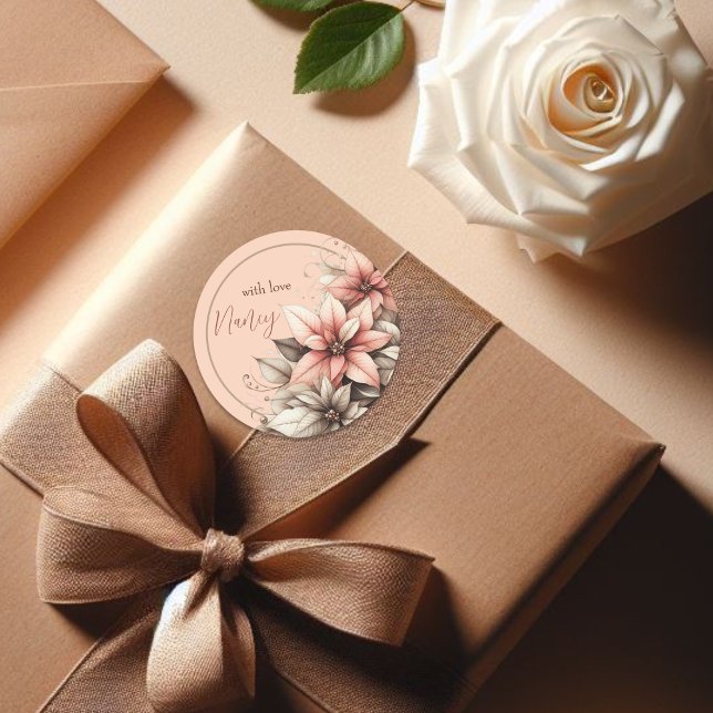 Fintvätt Anpassade Blommigt Runt Klistermärke (Skapare uppladdad)