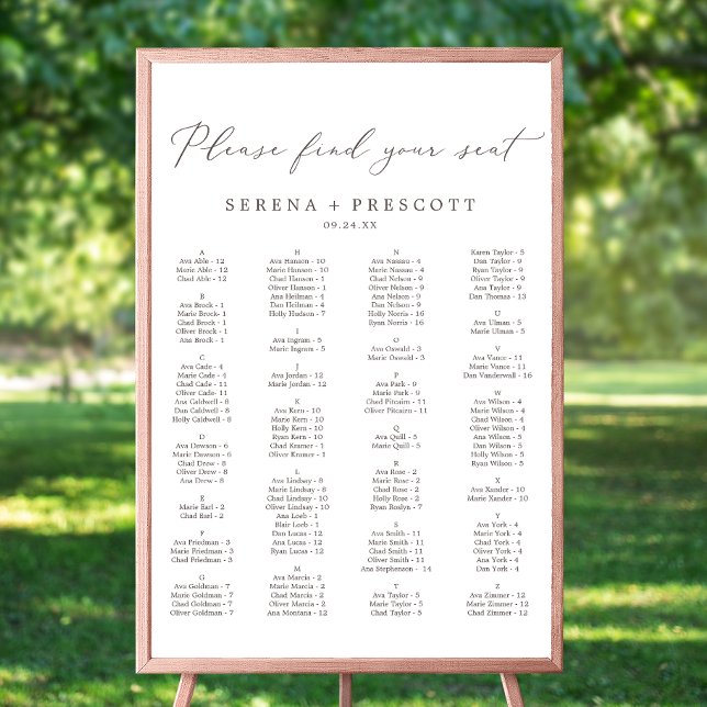 Fintvätt av alfabetiskt placeringsschema poster (Skapare uppladdad)