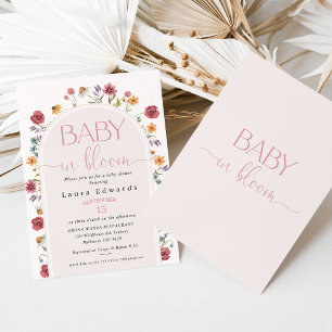 Fintvätt av arch Wildblomma Baby Shower Inbjudningar