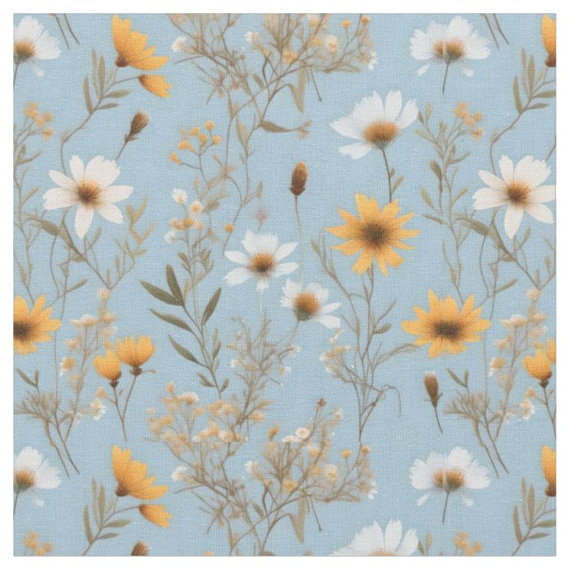 Fintvätt av australiska blommor och gräs. tyg (Närbild)