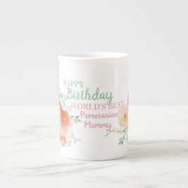 Fintvätt av benet-Chinan POMERANIAN Mamma Birthday Benporslin Mugg