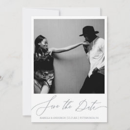 Fintvätt av blå Blommigt - Kalligrafi Spara Datumet