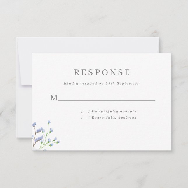 Fintvätt av blå Fransk i Bröllop OSA Kort (Framsida)