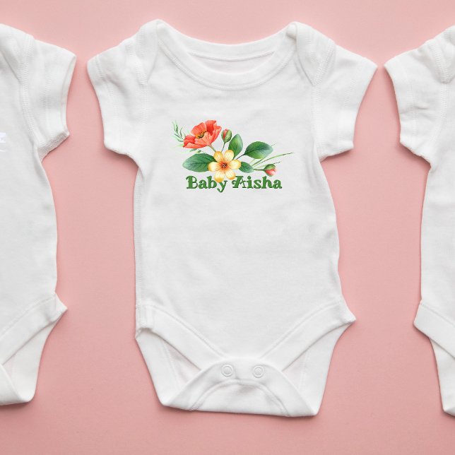 Fintvätt av Blommigt Baby Bodykostym | Nyfödd bebi T Shirt (Skapare uppladdad)
