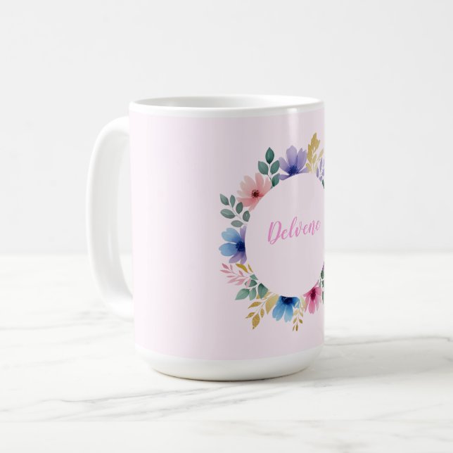 Fintvätt av Blommigt Kaffemugg (Framsida vänster)