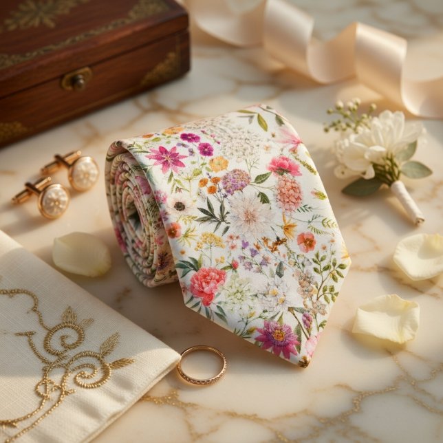 Fintvätt av blommigt, sömlös mönster slips (Delicate floral seamless pattern neck tie)