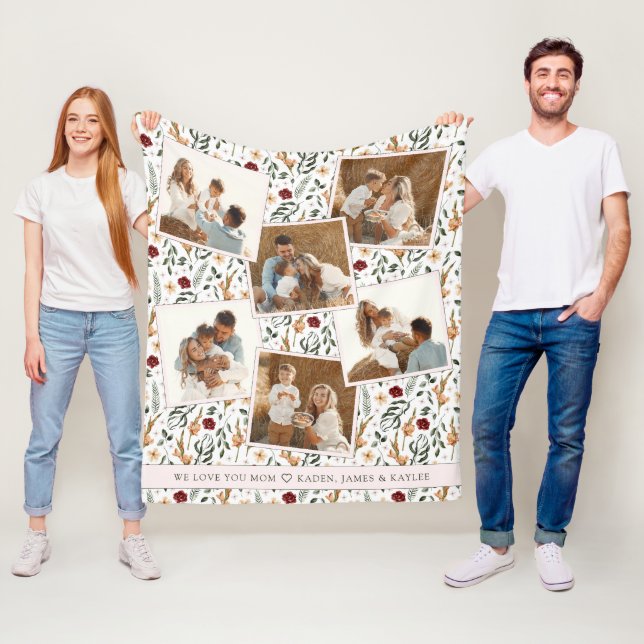 Fintvätt av Blommigt Stil Mors dag Fleecefilt (På plats)