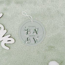 Fintvätt av Blommigten Baby Shower för Grönt Gåvor Etiketter