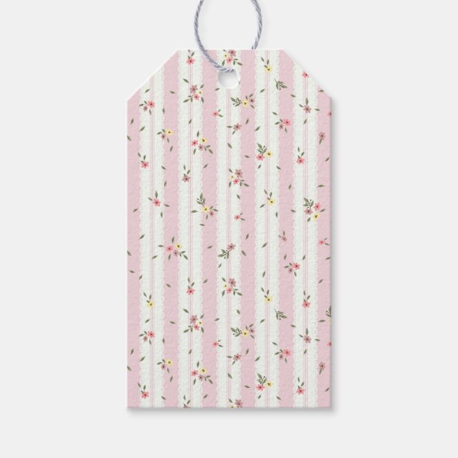 Fintvätt av Blommönster Gift-Märkre Presentetikett (Framsidan)