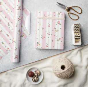 Fintvätt av Blommönstrets Rosa - Svälla Papper rul Presentpapper