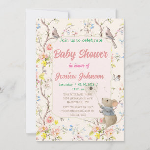 Fintvätt av blommor och löv i kinesiska stil inbjudningar