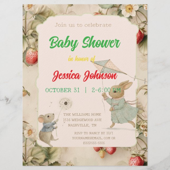 Fintvätt av blommor och löv i kinesiska stil Invit Brevhuvud (Framsida)