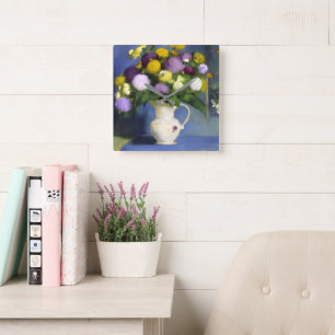 Fintvätt av blooms Wall Décre Fyrkantig Klocka