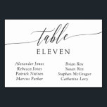 Fintvätt av Bordsnumret Guest Namn Bordsnummer<br><div class="desc">Elegant vågrät bord-kort i svartvitt med ett känsligt kalligrafiskt skript. Lägg till namnen till era bröllop gäster!</div>