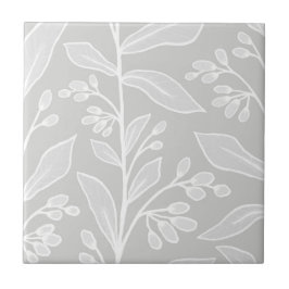 Fintvätt av botaniska reverie L2 Vita stora växter Kakelplatta