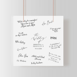 Fintvätt av Bröllop-gästsignering Poster