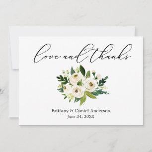 Fintvätt av Calligraphy Kärlek Grönt Blommigt Tack Kort