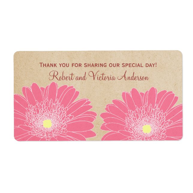 Fintvätt av Daisy, Bröllopsetiketter, Rosa Fraktsedel (Framsidan)