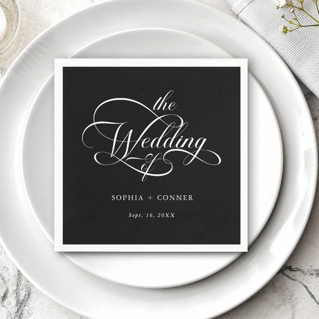 Fintvätt av Elegant Bröllop Black Pappersservett (Skapare uppladdad)
