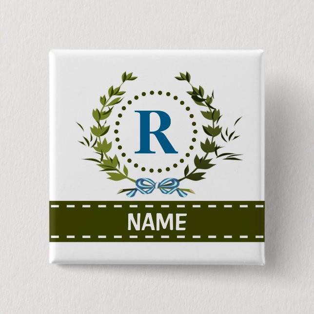 Fintvätt av Elfenbenskusten och Namn med Monogram  Knapp (Framsida)