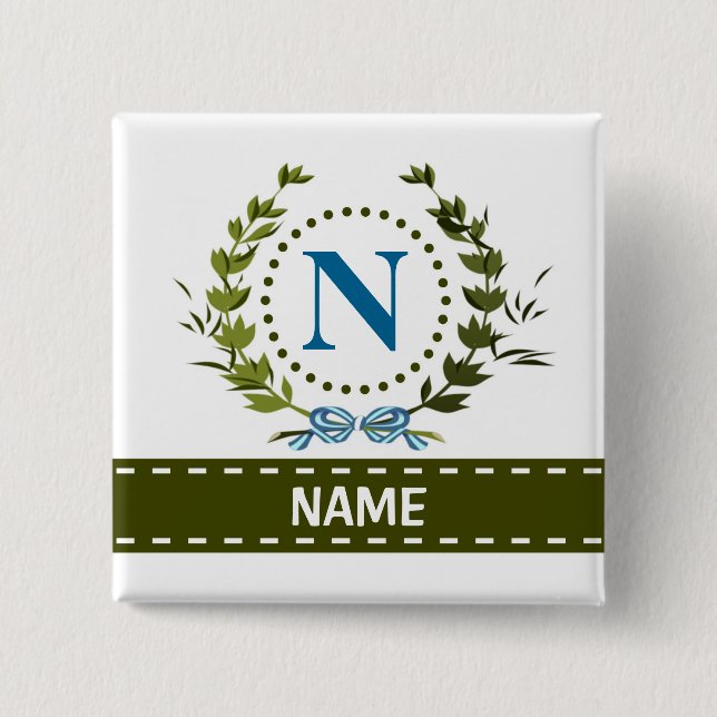 Fintvätt av Elfenbenskusten och Namn med Monogram  Knapp (Framsida)