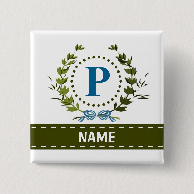 Fintvätt av Elfenbenskusten och Namn med Monogram  Knapp (Framsida)