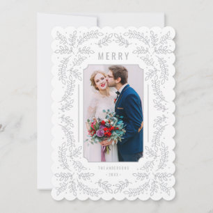 Fintvätt av foto för Blommigten Grenar Silver Helg Julkort