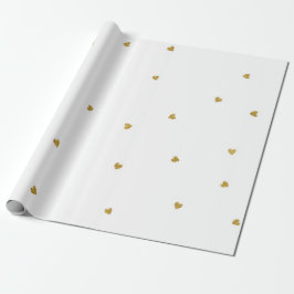 Fintvätt av golden Hearts Confetti Dots White Presentpapper