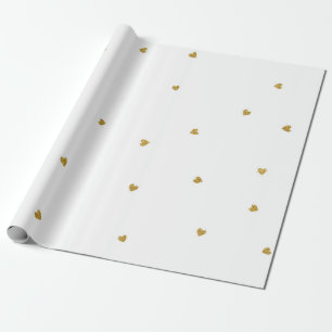 Fintvätt av golden Hearts Confetti Dots White Presentpapper