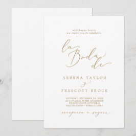 Fintvätt av Guld Calligraphy La Boda De Bröllop Inbjudningar