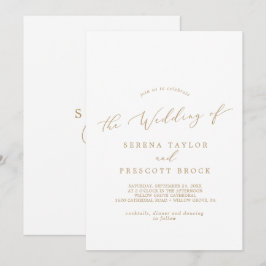 Fintvätt av Guld Calligraphy Monogram Bröllop Inbjudningar