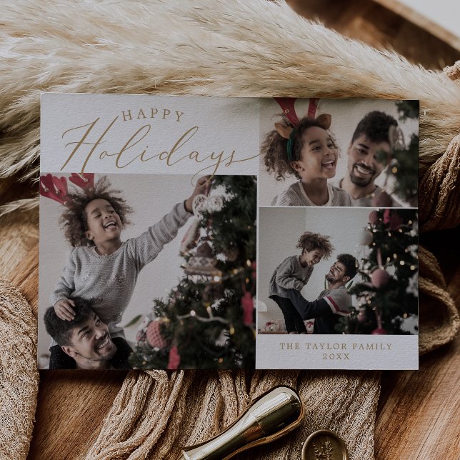 Fintvätt av Guld Glad helg 3 Julkort (Skapare uppladdad)