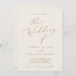 Fintvätt av Guld-kalligrafi - allt på en Bröllop Inbjudningar