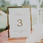 Fintvätt av Guld-kalligrafi Bord-Bordsnummer Bordsnummer<br><div class="desc">Detta känsliga kalligrafi i guld, bord nej, bordsnummer är perfekt för ett modernt bröllop. Den romantiska minimalistiska designen har en vacker och elegant champagne gyllene gult-typografi på vit bakgrund med ett rent och enkelt utseende. Kortet skrivs ut på framsidan och baksidan (dubblan). Objekt skrivs ut exakt som de visas på...</div>
