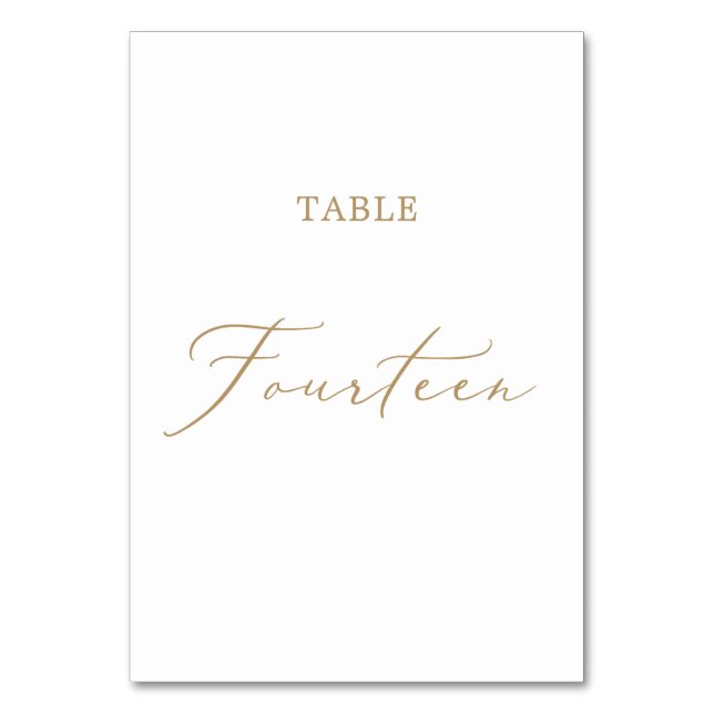 Fintvätt av Guld-kalligrafi Bord fjorton Bordsnummer (Framsidan)